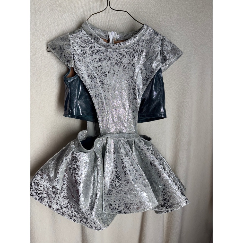Tenth House Silver Metallic Cracked Foil Dance Costume Dress LC Kids